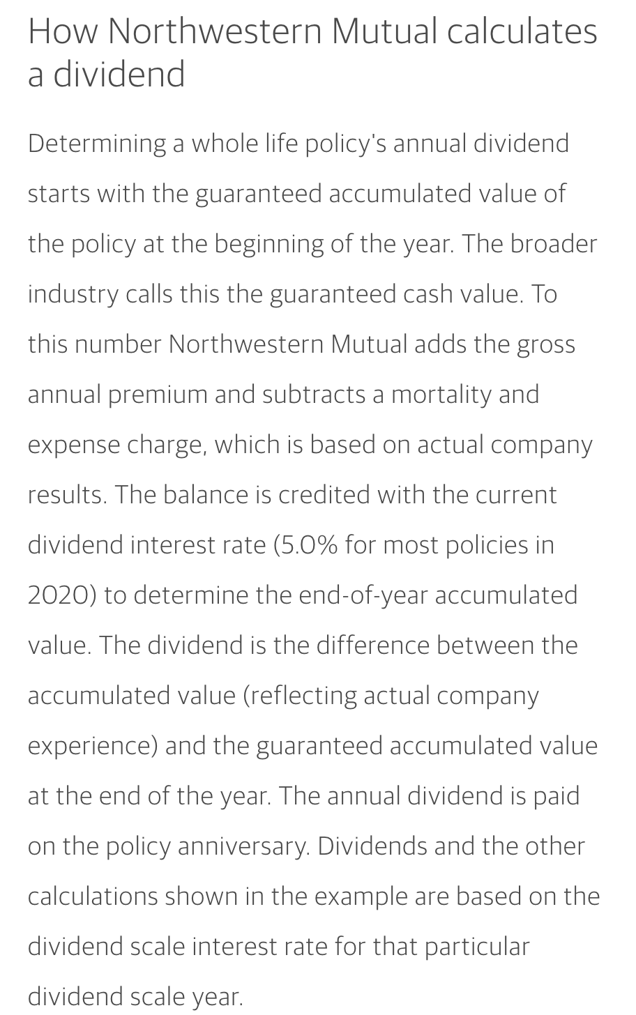 Northwestern Mutual Dividend Announcement - 2020